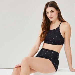 NWT Joe Fresh Black and White Polka Dot Swim Top